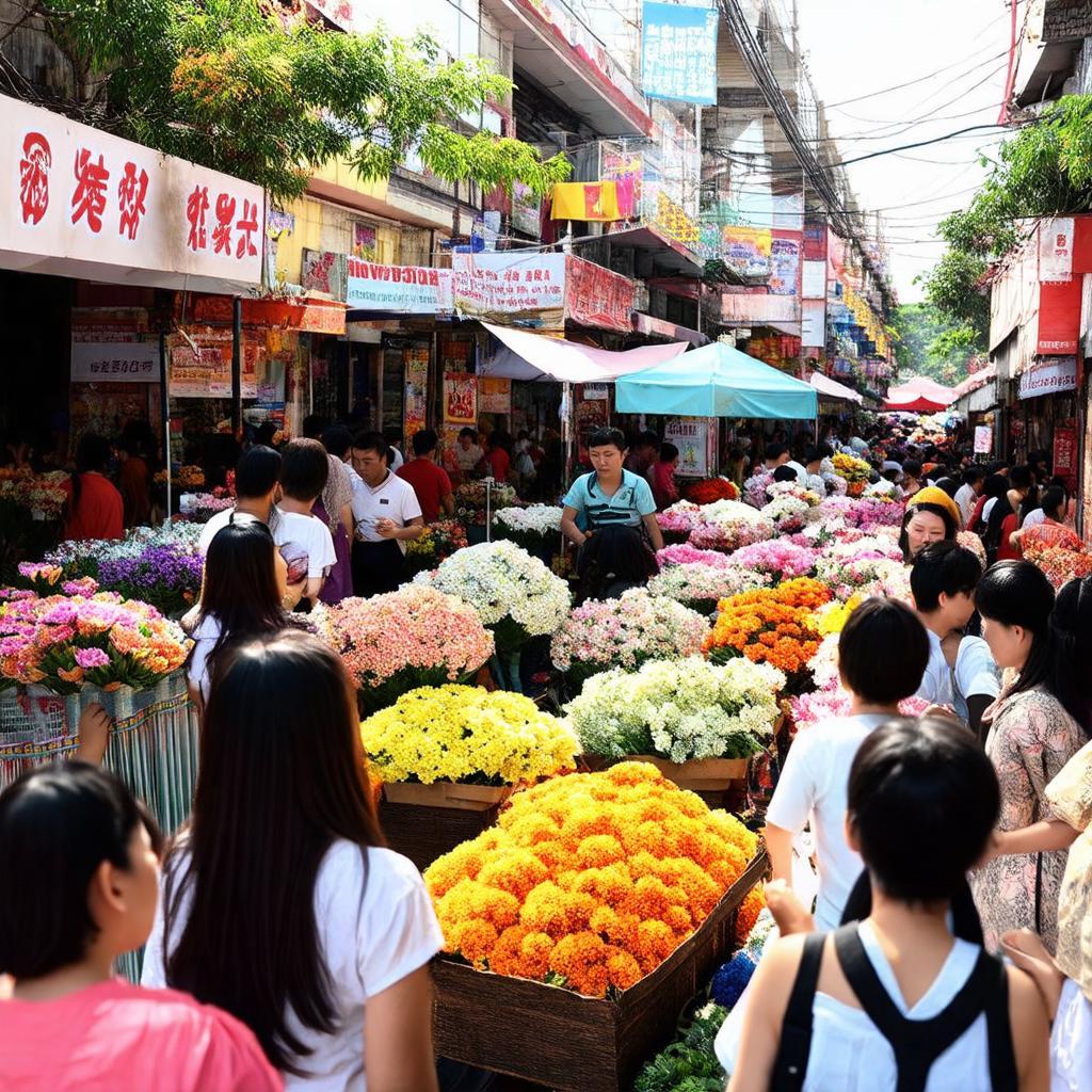 Không khí tấp nập và rộn ràng tại Chợ Hoa Hậu Giang vào những ngày cận Tết Nguyên Đán
